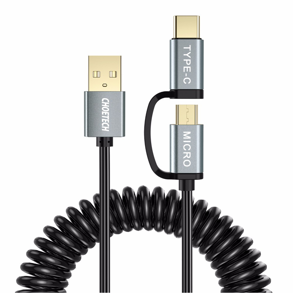 Choetech Kabel Charger 2 In 1 Usb Type C Dan Micro Usb 1 2m Black Gray Jakartanotebook Com