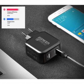 FONKEN Charger USB EU Plug 2 Port Quick Charge 3.0 27W - Black - 5