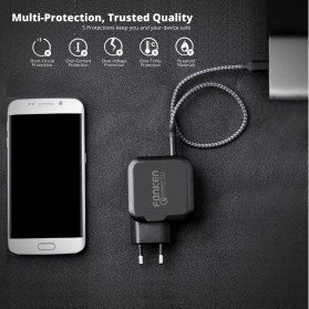 FONKEN Charger USB EU Plug 2 Port Quick Charge 3.0 27W - Black - 7