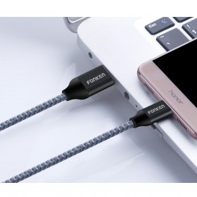 FONKEN Kabel Charger USB Type C Braided 1 Meter 2.4A - 2128AWG - Black - 2