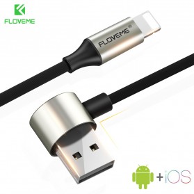 FLOVEME L Shape 2 in 1 Kabel Charger Lightning + Micro USB 2.4A 1 Meter - Black - 1