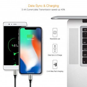 FLOVEME L Shape 2 in 1 Kabel Charger Lightning + Micro USB 2.4A 1 Meter - Black - 3