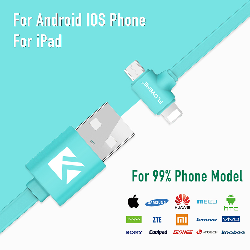 Floveme L Shape 2 In 1 Kabel Charger Lightning Micro Usb floveme l shape 2 in 1 kabel charger lightning micro usb