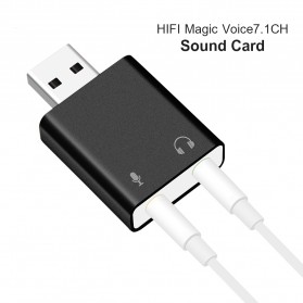 External USB Sound Card 3D Audio 7.1 - Black - 1