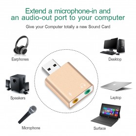 External USB Sound Card 3D Audio 7.1 - Black - 3