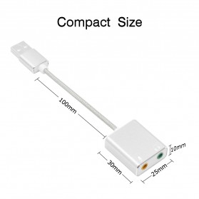 External USB Sound Card 3.5mm AUX & Microphone - Silver - 5