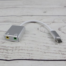Woopower External USB Type-C  Sound Card 3.5mm AUX & Microphone - MU1 - Silver