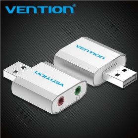 Vention External USB Sound Card AUX 3.5mm & Microphone - Silver - 1