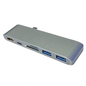 CHIPAL USB Hub 6 in 1 USB Type C with HDMI 4K & Card Reader - T62 - Gray - 3