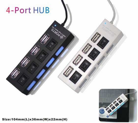 ... 4 Ports USB 2.0 HUB With Independent ON OFF Switch Model UH041 - Black - 1 ...
