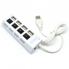 HUB USB 2.0 4 Ports With Independent ON OFF Switch - UH041 - White