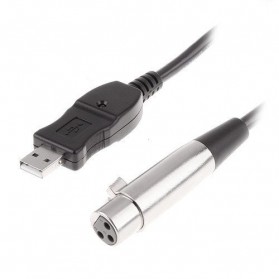USB to XLR Microphone Studio Audio Adaptor Connector 2.8M - AY12 - Black - 2