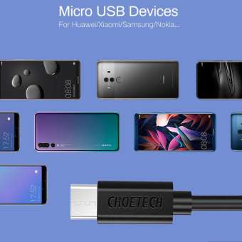 Gambar produk CHOETECH Kabel Charger Micro USB Fast Charging 2.4A 1.2 Meter - AB003