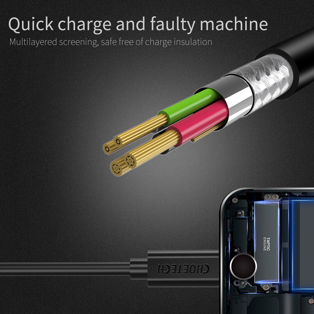 Gambar produk CHOETECH Kabel Charger Micro USB Fast Charging 2.4A 1.2 Meter - AB003