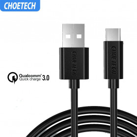 CHOETECH Kabel Charger USB Type C Hi Speed 3A 1 Meter - AC0002 - Black