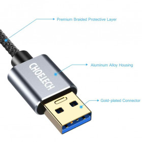 CHOETECH Kabel Extension USB 3.0 2 Meter - XAA001 - Silver - 4