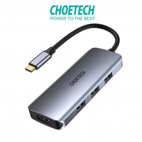 CHOETECH USB Type C Adapter Hub Dongle 7 in 1 HDMI 4K + Card Reader + PD Charging - HUB-M19 - Gray