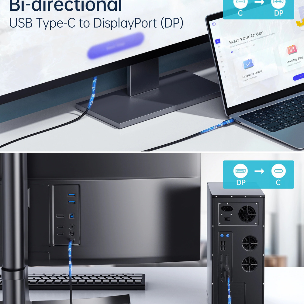 Gambar produk CHOETECH Kabel USB Type C to Display Port 8K 30Hz 1.8M - XCP-1803