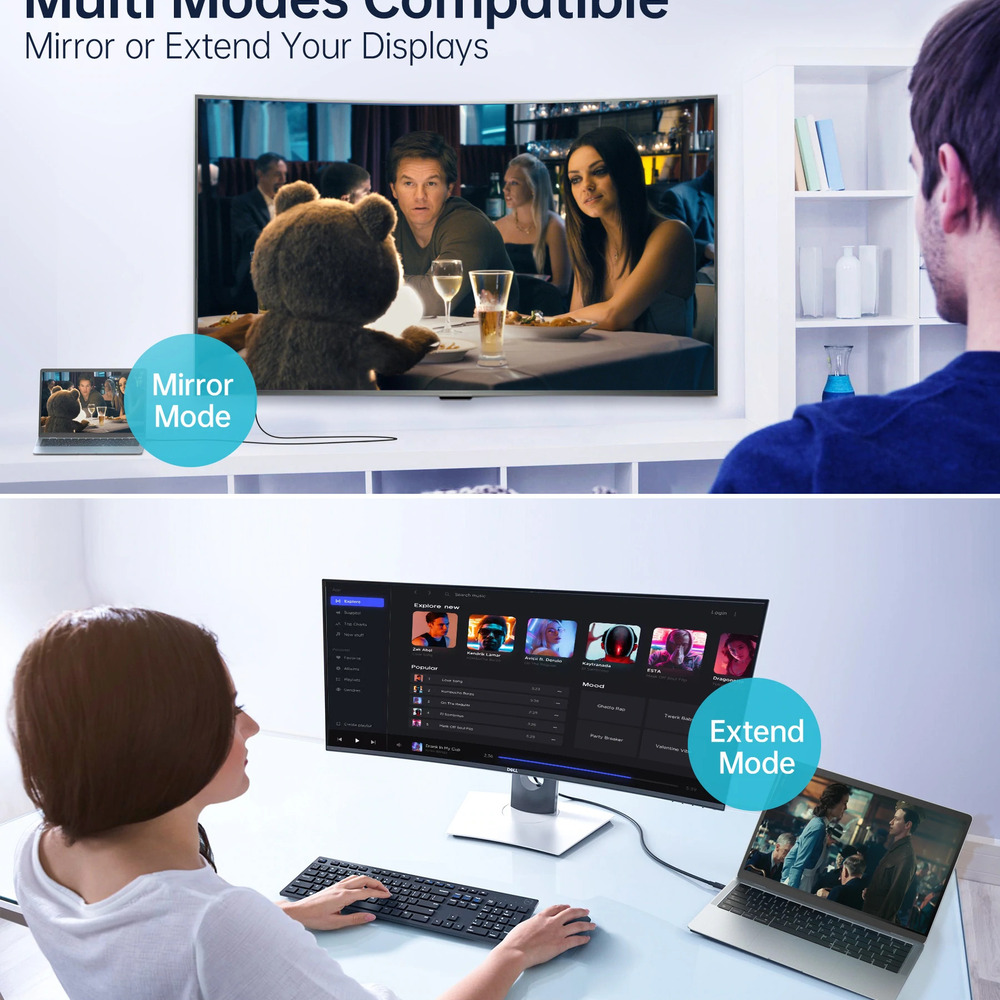 Gambar produk CHOETECH Kabel USB Type C to Display Port 8K 30Hz 1.8M - XCP-1803