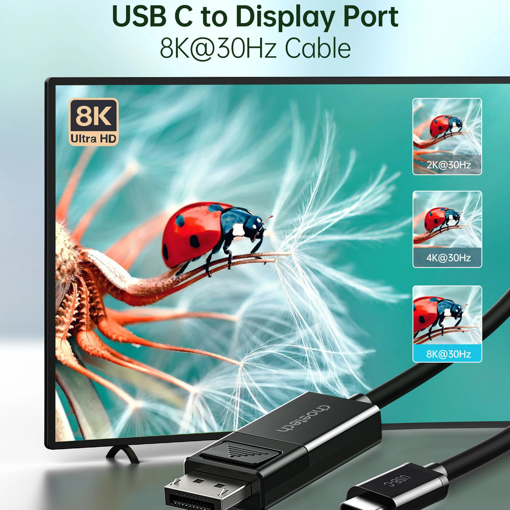 Gambar produk CHOETECH Kabel USB Type C to Display Port 8K 30Hz 1.8M - XCP-1803