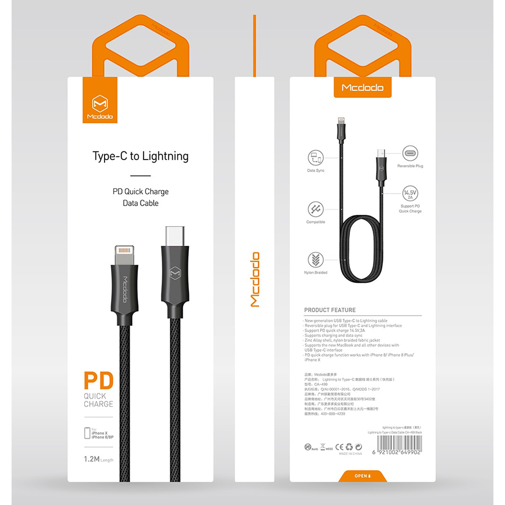 Mcdodo Kabel Charger Usb Type C To Lightning Pd Quick Charge 1 8m