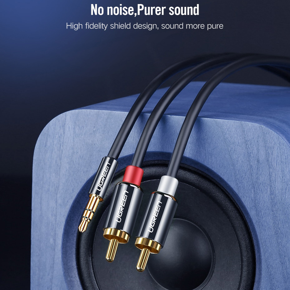 UGREEN Kabel Audio HiFi 3.5mm to RCA 1.5 Meter - 10583 - Black -  JakartaNotebook.com