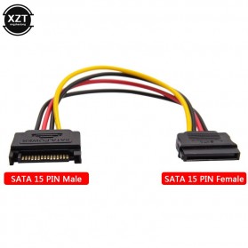XZT Kabel SATA Power 15 PIN Famale ke Male 0.5 Meter