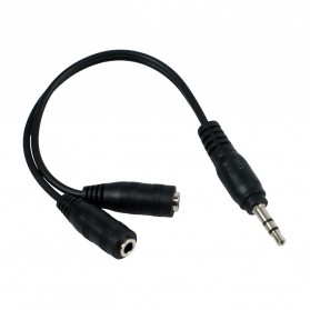 Overfly Splitter Audio Cable 3.5 mm Male to Dual 3.5 mm Female Adaptor HiFi 20 cm - AV111 - Black