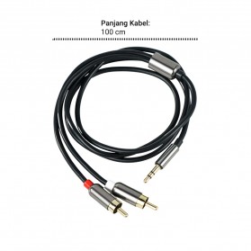 FONKEN Kabel AUX 3.5mm Male ke 2 RCA Male 1 Meter - R1 - Black - 6