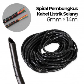 HEGEZHENG Spiral Pembungkus Kabel Listrik Selang Ukuran 6MM x 14M - HPS-60 - Black