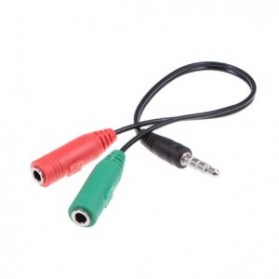 Splitter Audio Cable 3.5mm Male to 3.5mm HiFi Microphone and Headphone - AV123 - Black - 2