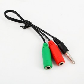 Splitter Audio Cable 3.5mm Male to 3.5mm HiFi Microphone and Headphone - AV123 - Black - 3