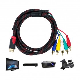 High Speed HDMI to 5 RCA Cable Gold Plated 1.5 Meter - HMRM01505 - Black
