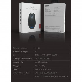 Lenovo Gaming Mouse 6400 DPI - M106 - Black - 9