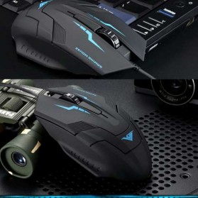 Rajfoo i5 Optical Wired USB Gaming Mouse 1600 DPI - Black/Blue - 2