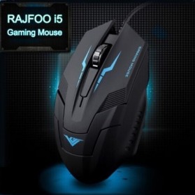 Rajfoo i5 Optical Wired USB Gaming Mouse 1600 DPI - Black/Blue - 3