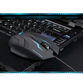 Rajfoo i5 Optical Wired USB Gaming Mouse 1600 DPI - Black/Blue - 6
