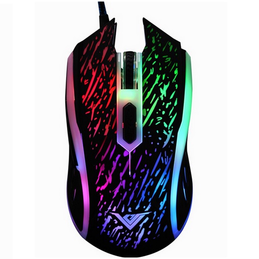 Rajfoo Rainbow USB Gaming Mouse 4 Shift DPI with LED Light - Black