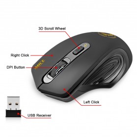 iMice Ergonomic Wireless Gaming Mouse 2000 DPI Silent Version - 1800 - Black - 7