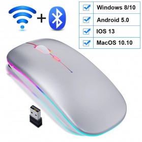 iMice Optical Wireless Mouse Silent Click Dual Mode 2.4GHz & Bluetooth - E1300 - Silver