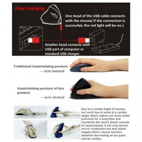 Vertical Wireless Optical Mouse with 5 Function Keys - Black - 3