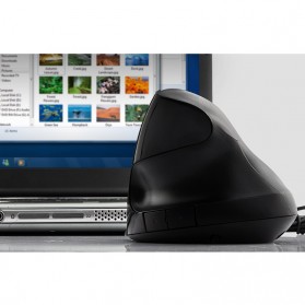 Vertical Wireless Optical Mouse with 5 Function Keys - Black - 7