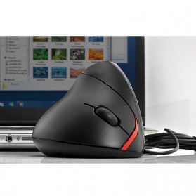 Vertical Wireless Optical Mouse with 5 Function Keys - Black - 8