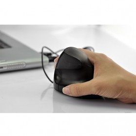 Vertical Wireless Optical Mouse with 5 Function Keys - Black - 9