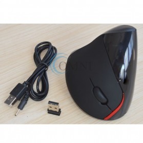 Vertical Wireless Optical Mouse with 5 Function Keys - Black - 10