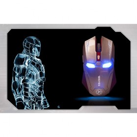 NAFEE Iron Man Wireless Mouse Gaming Mute Button Silent Click 2.4Ghz - G5 - Black - 9