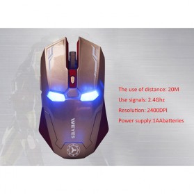NAFEE Iron Man Wireless Mouse Gaming Mute Button Silent Click 2.4Ghz - G5 - Black - 10