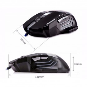 YXLM 7 Keys LED Gaming Mouse 5500 DPI - X1 - Black - 5