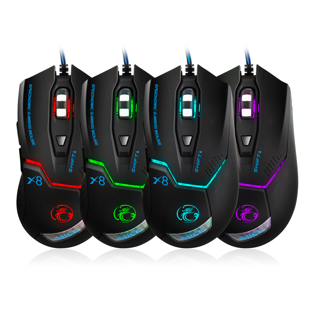 iMice X8 Gaming Mouse Ergonomic RGB LED 3200DPI - Black