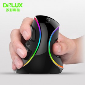 Delux M618 RGB Vertical Wired Optical Ergonomic Mouse 4000 DPI - Black - 1